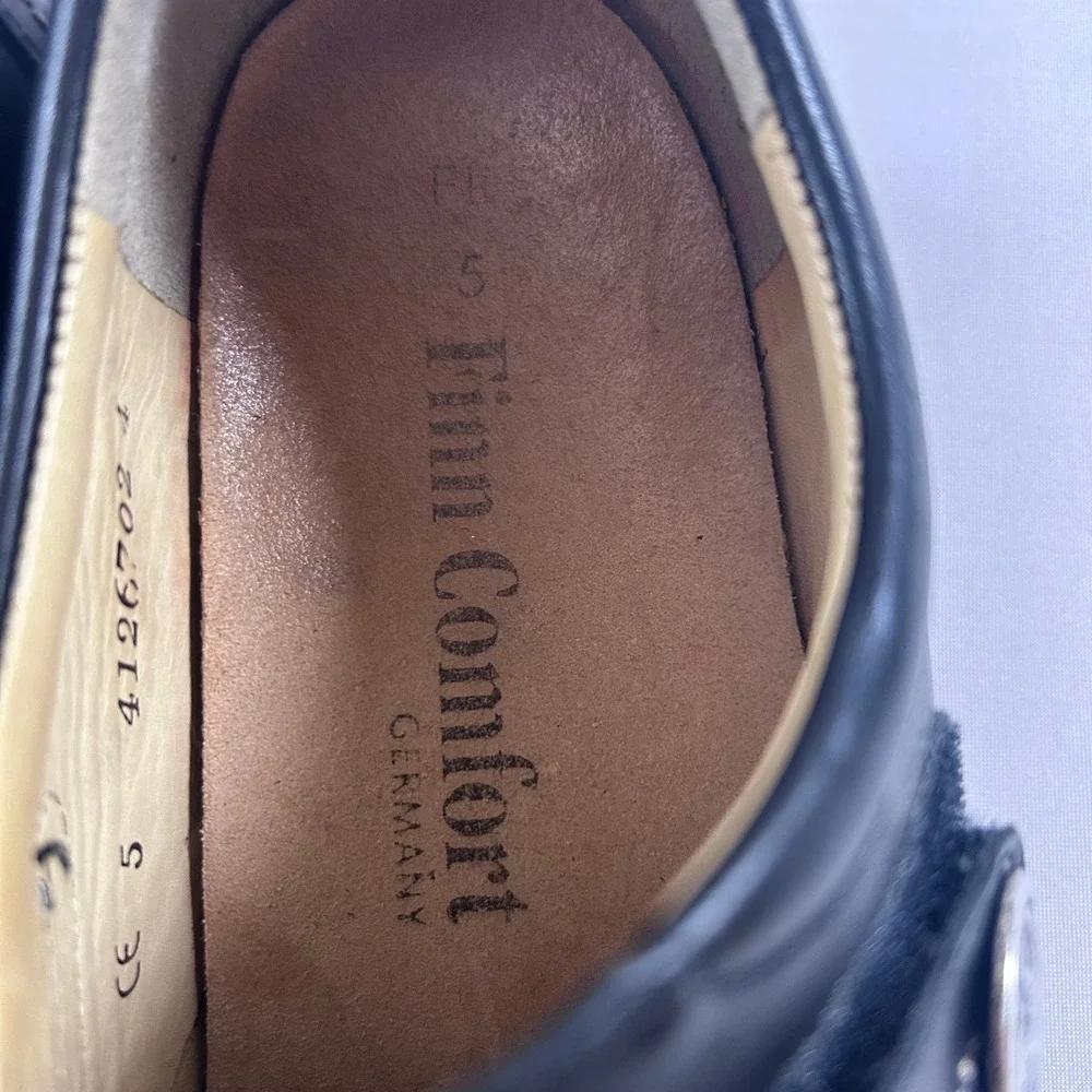 Finn Comfort Galway Shoes Women UK 5 US 7.5 Black Leather Slip On Sneaker Loafer